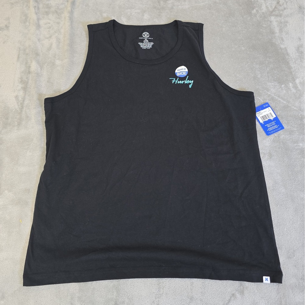 Hurley Shirt Mens XL Black Sleeveless Crew Neck Tank Sufer Beachwear Casual